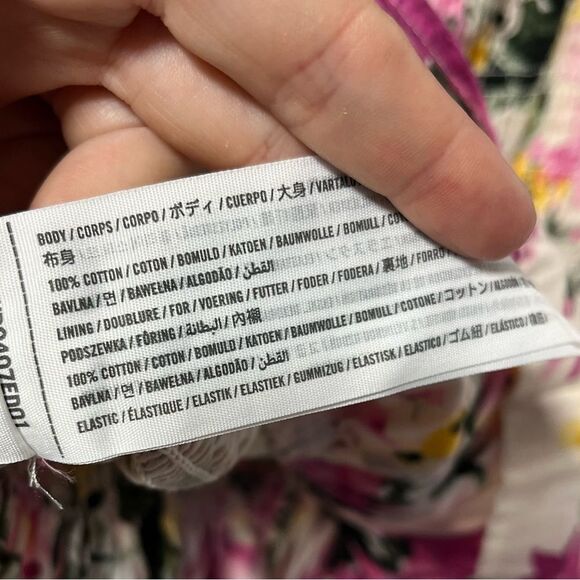 NWT Abercrombie & Fitch Off the shoulder pink floral smocked dress large Petite - Picture 6 of 8